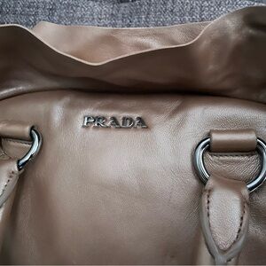 Prada calfskin elegant metallic soft gold handbag